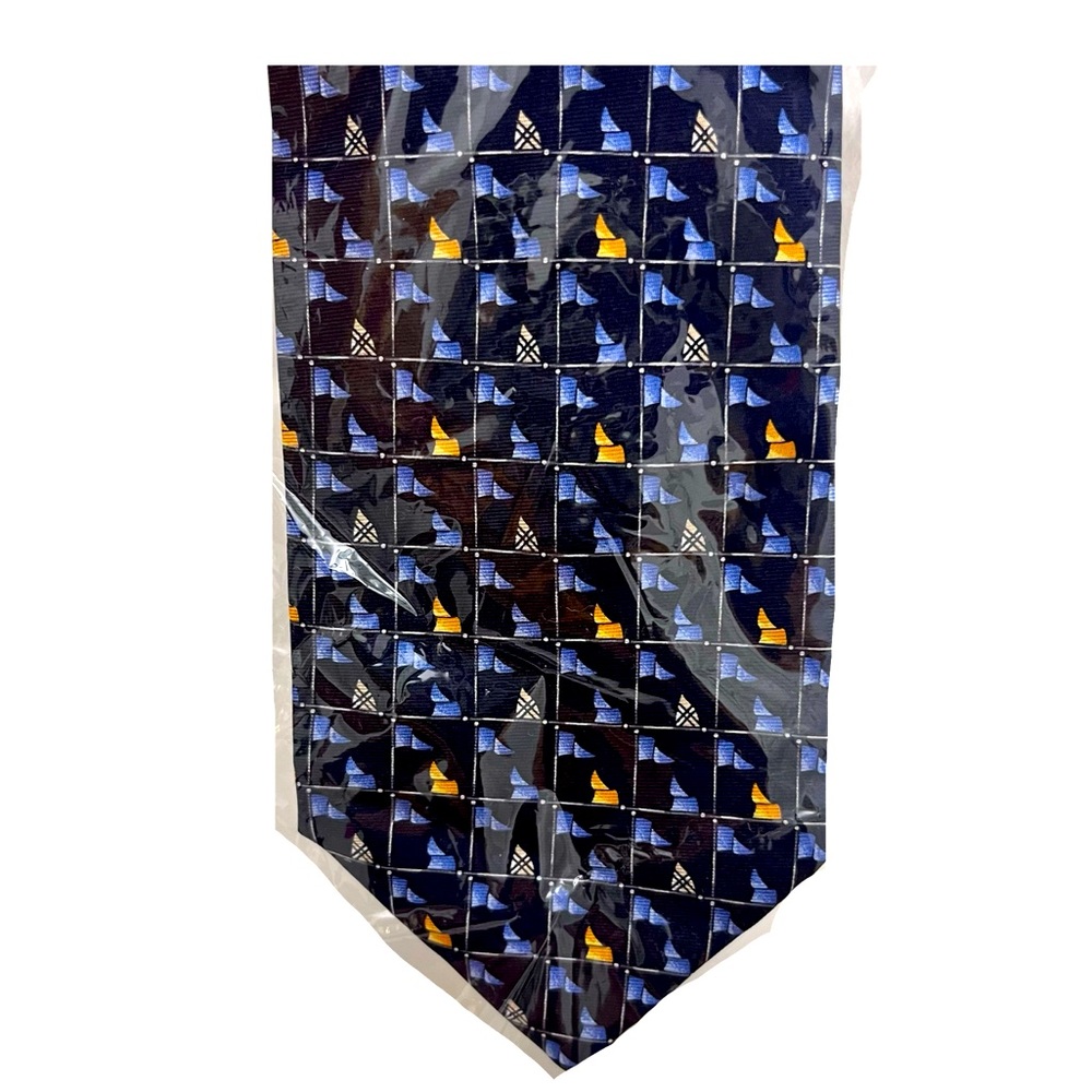 Burberry Silk Tie Vintage Navy Blue Men’s Vintage Patterned Unique Rare. BNWOT